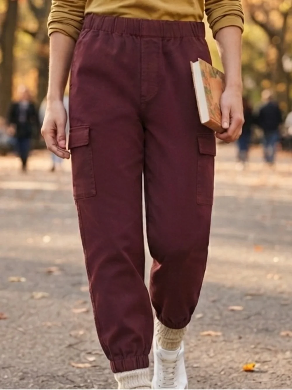 Maroon Red 100% Cotton Cargo Pants Forever 21 XL Utility New Minimalist Cozy